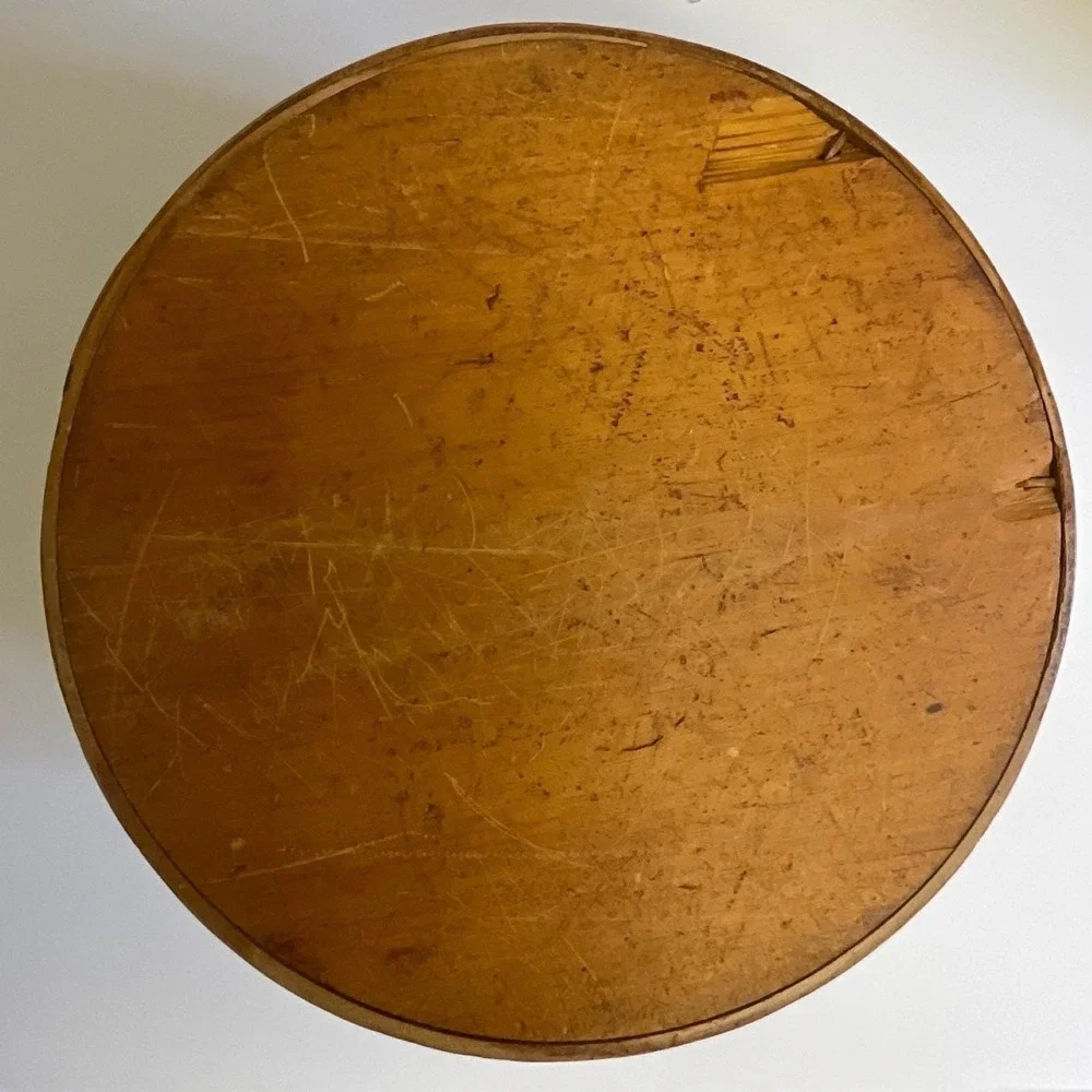 Antique Round Bentwood Wooden Pantry Box 1898 Handwritten Inscription 10 Inch